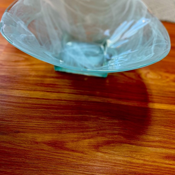 Recycled Art Glass Eco glass Centerpiece Bowl Sea-foam Made In Spain - Picture 13 of 16